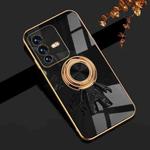 For vivo S12 6D Plating Astronaut Ring Kickstand Phone Case(Black)