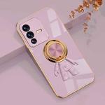 For vivo S12 Pro 6D Plating Astronaut Ring Kickstand Phone Case(Light Purple)