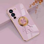 For vivo S15 6D Plating Astronaut Ring Kickstand Phone Case(Light Purple)