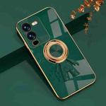 For vivo S15 Pro 6D Plating Astronaut Ring Kickstand Phone Case(Night Green)