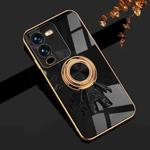 For vivo S15 Pro 6D Plating Astronaut Ring Kickstand Phone Case(Black)