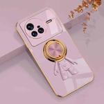 For vivo X80 6D Plating Astronaut Ring Kickstand Phone Case(Light Purple)