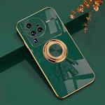 For vivo X80 Pro 6D Plating Astronaut Ring Kickstand Phone Case(Night Green)