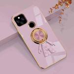 For Google Pixel 5a  6D Plating Astronaut Ring Kickstand Phone Case(Light Purple)