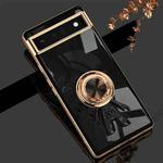 For Google Pixel 6a 6D Plating Astronaut Ring Kickstand Phone Case(Black)