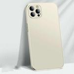 For iPhone 14 Pro Max AG Matte Glass + Liquid Silicone Skin Feel Case (Antique White)