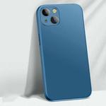 For iPhone 14 Plus AG Matte Glass + Liquid Silicone Skin Feel Case (Navy Blue)