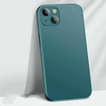 For iPhone 14 Plus AG Matte Glass + Liquid Silicone Skin Feel Case (Dark Green)
