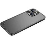 For iPhone 14 Metal Frame Frosted PC Shockproof Phone Case (Black)