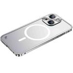 For iPhone 14 Metal Frame Frosted PC Shockproof MagSafe Case (Silver)