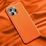 For iPhone 14 Pro Max Silicone Pure Skin Leather Phone Case (Orange)