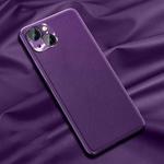 For iPhone 14 Plus Silicone Pure Skin Leather Phone Case (Purple)