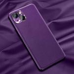 Silicone Pure Skin Leather Phone Case For iPhone 14(Purple)