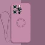 For iPhone 14 Pro Max All-inclusive Liquid Silicone Phone Protective Case(Cherry Blossom Purple)