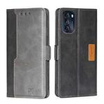 For Motorola Moto G 5G 2022 Contrast Color Side Buckle Leather Phone Case(Black + Grey)