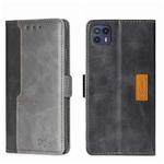 For Motorola Moto G50 5G Contrast Color Side Buckle Leather Phone Case(Black + Grey)