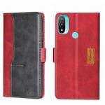 For Motorola Moto E20 Contrast Color Side Buckle Leather Phone Case(Red + Black)