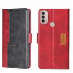 For Motorola Moto E40 Contrast Color Side Buckle Leather Phone Case(Red + Black)