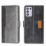 For OPPO K9S/Realme Q3s Contrast Color Side Buckle Leather Phone Case(Black + Grey)