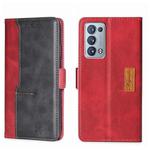 For OPPO Reno6 Pro+ 5G Contrast Color Side Buckle Leather Phone Case(Red + Black)