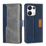 For OPPO Reno8 Pro+ 5G Contrast Color Side Buckle Leather Phone Case(Blue + Grey)