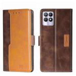 For OPPO Realme 8i Contrast Color Side Buckle Leather Phone Case(Dark Brown + Gold)