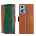For OPPO Realme GT Neo2 5G Contrast Color Side Buckle Leather Phone Case(Light Brown + Green)
