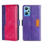 For OPPO Realme GT Neo2 5G Contrast Color Side Buckle Leather Phone Case(Purple + Rose Red)