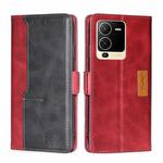 For vivo S15 5G Contrast Color Side Buckle Leather Phone Case(Red + Black)