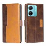 For vivo S15E 5G/T1 Snapdragon 778G Contrast Color Side Buckle Leather Phone Case(Dark Brown + Gold)