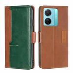 For vivo S15E 5G/T1 Snapdragon 778G Contrast Color Side Buckle Leather Phone Case(Light Brown + Green)