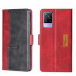 For vivo V21 4G/V21 5G Contrast Color Side Buckle Leather Phone Case(Red + Black)