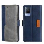 For vivo V21 4G/V21 5G Contrast Color Side Buckle Leather Phone Case(Blue + Grey)