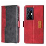 For vivo X70 Pro+ Contrast Color Side Buckle Leather Phone Case(Red + Black)