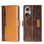 For Honor 50 Pro Contrast Color Side Buckle Leather Phone Case(Dark Brown + Gold)