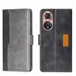 For Honor 50 Contrast Color Side Buckle Leather Phone Case(Black + Grey)