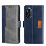 For Honor 50 SE Contrast Color Side Buckle Leather Phone Case(Blue + Grey)