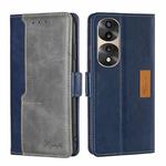 For Honor 70 Pro/70 Pro+ Contrast Color Side Buckle Leather Phone Case(Blue + Grey)