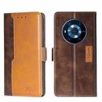 For Honor Magic3 Contrast Color Side Buckle Leather Phone Case(Dark Brown + Gold)