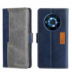 For Honor Magic3 Contrast Color Side Buckle Leather Phone Case(Blue + Grey)