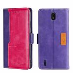 For Nokia C01 Plus/C1 2nd Editon Contrast Color Side Buckle Leather Phone Case(Purple + Rose Red)