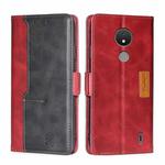 For Nokia C21 Contrast Color Side Buckle Leather Phone Case(Red + Black)