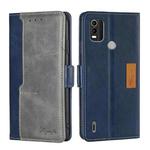 For Nokia C21 Plus Contrast Color Side Buckle Leather Phone Case(Blue + Grey)