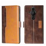 For Sony Xperia Pro-I Contrast Color Side Buckle Leather Phone Case(Dark Brown + Gold)