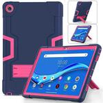 For Lenovo Tab M10 Plus 10.6 3rd Gen 2022 Contrast Color Robot Shockproof Silicone + PC Tablet Case(Navy Rose Red)