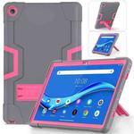 For Lenovo Tab M10 Plus 10.6 3rd Gen 2022 Contrast Color Robot Shockproof Silicone + PC Tablet Case(Grey Pink)