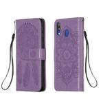 For Galaxy M20 Dream Catcher Printing Horizontal Flip Leather Case with Holder & Card Slots & Wallet & Lanyard(Purple)