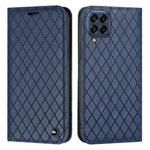 For Samsung Galaxy M33 5G S11 RFID Diamond Lattice Flip Leather Phone Case(Blue)