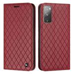 For Samsung Galaxy S20 FE / S20 FE 2022 S11 RFID Diamond Lattice Flip Leather Phone Case(Red)