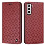 For Samsung Galaxy S21 5G S11 RFID Diamond Lattice Flip Leather Phone Case(Red)